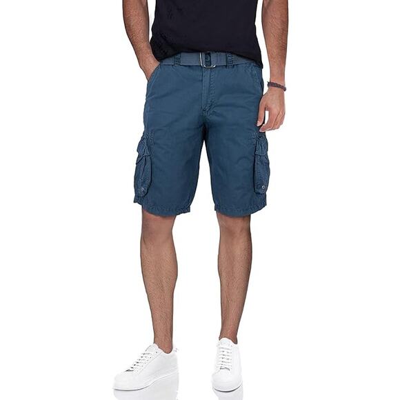 X-RAY Men's Belted Snap Detail Cargo Shorts Majolica Blue, Size 38 - Picture 1 of 8